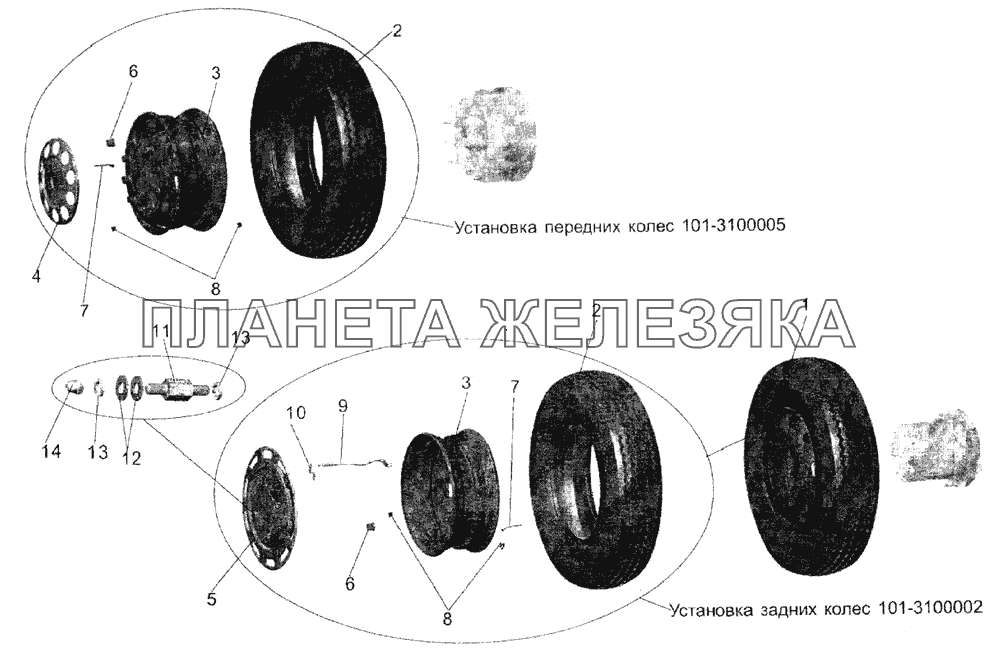 Установка колес МАЗ-105